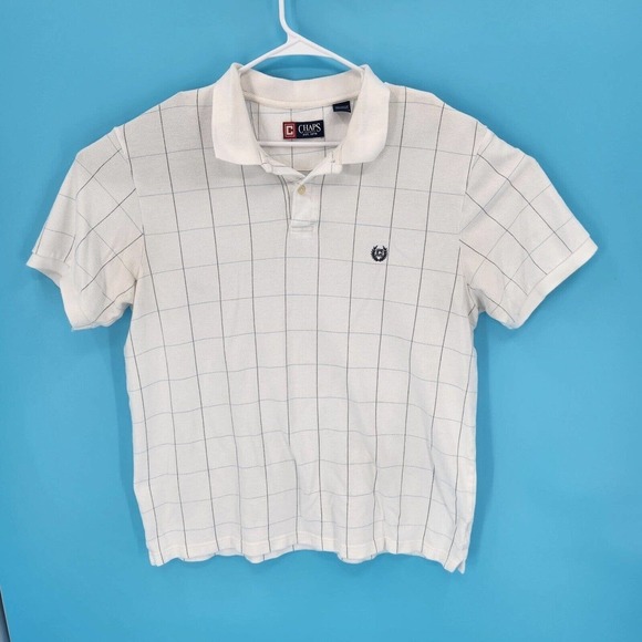 Chaps Other - Chaps Polo Shirt Men's Size XL Short Sleeve Checkered Logo White Blue